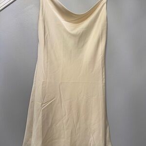 Fashion Nova Sandra Satin Mini Dress in Ivory